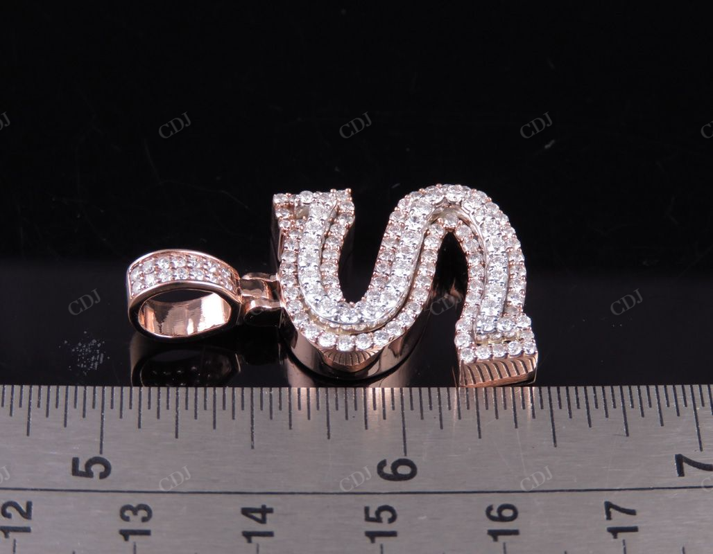 1.5" 2 CTW 18K Solid Gold Real Diamond Custom Initial 'S' Letter Pendant CustomDiamJewel
