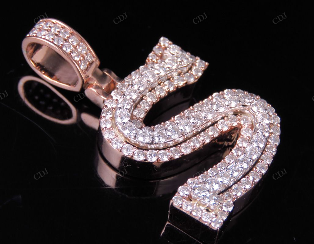 1.5" 2 CTW 18K Solid Gold Real Diamond Custom Initial 'S' Letter Pendant CustomDiamJewel