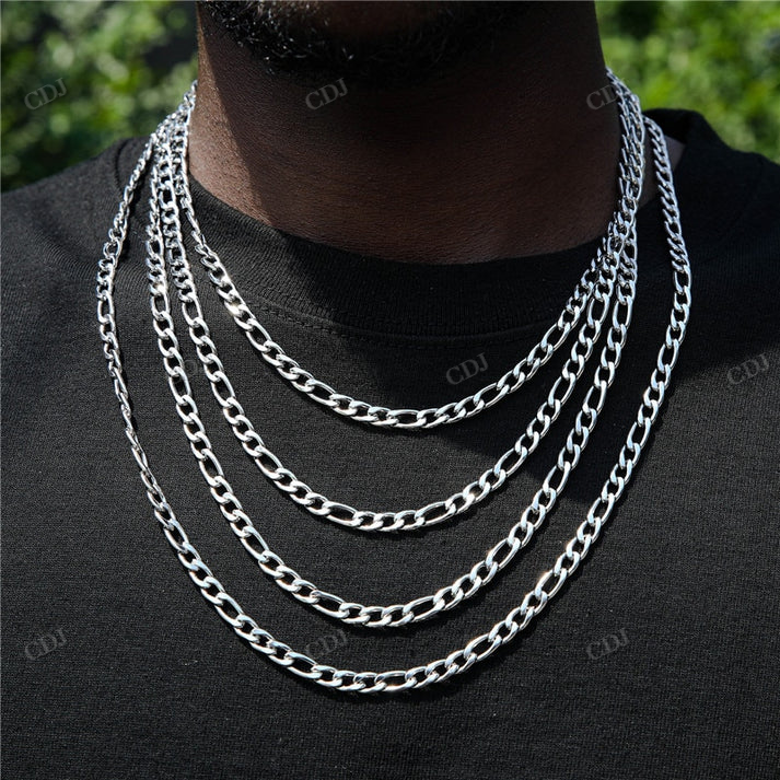 3-9MM Plain Gold Figaro Chain hip hop jewelry CustomDiamJewel