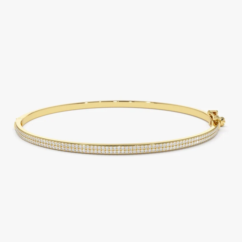 0.70CTW Moissanite Pave Diamond Bracelet  customdiamjewel Sterling Silver Yellow Gold VVS-EF
