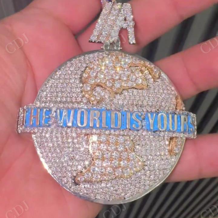 Round Hip Hop World Custom Two Tone Pendant hip hop jewelry CustomDiamJewel   