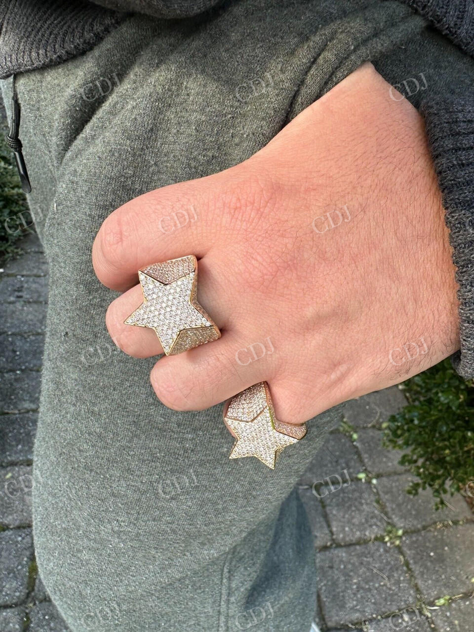 Customized Diamond Hip Hop Star Ring  customdiamjewel   