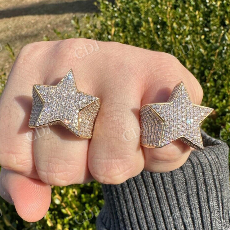 Customized Diamond Hip Hop Star Ring  customdiamjewel   