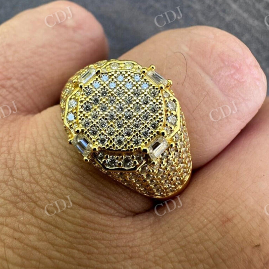 Hip Hop Pave Set Yellow Gold Men's Rings  customdiamjewel   
