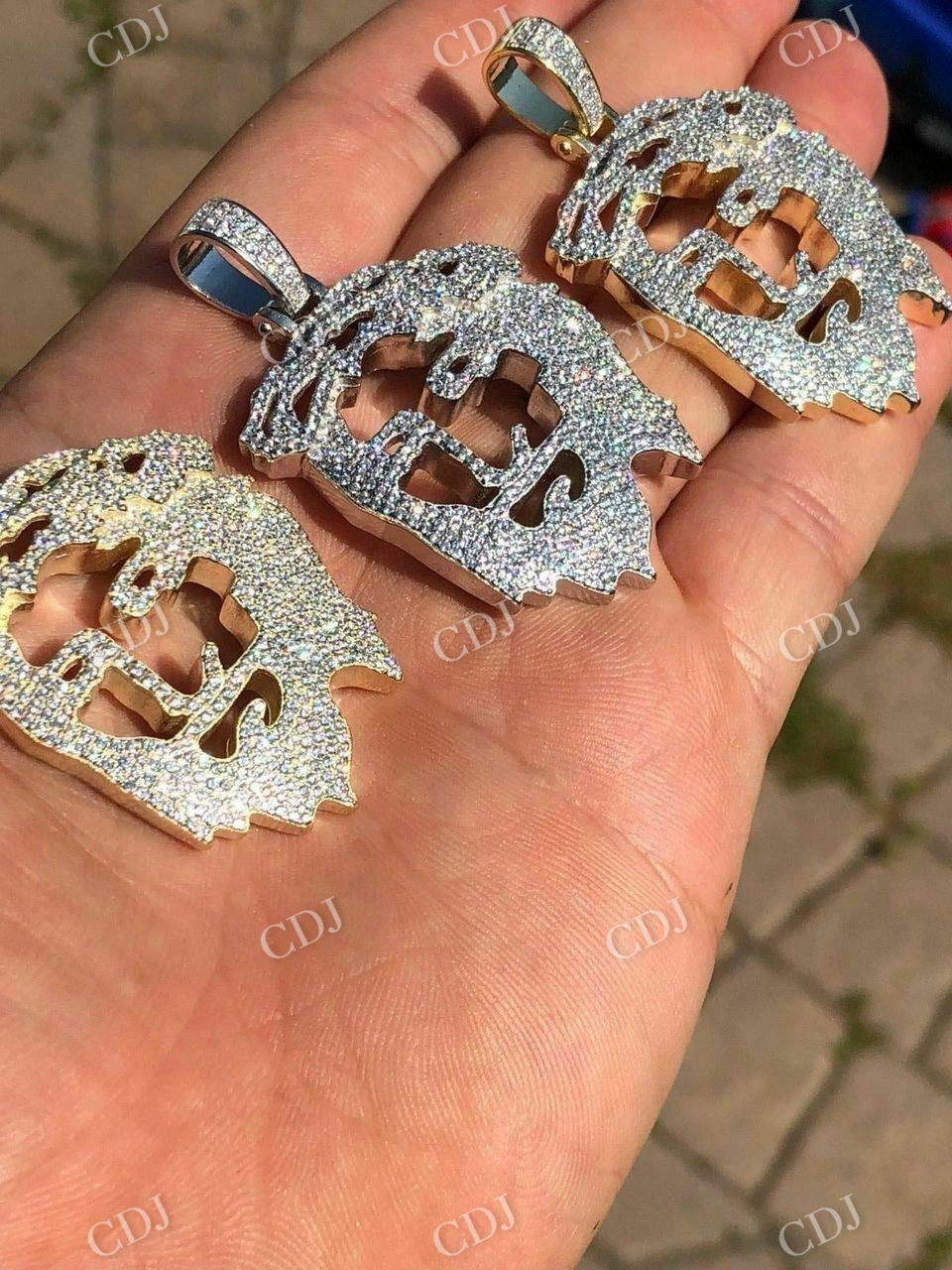 925 Silver Ghost Cut Out Jesus Pendant  customdiamjewel   