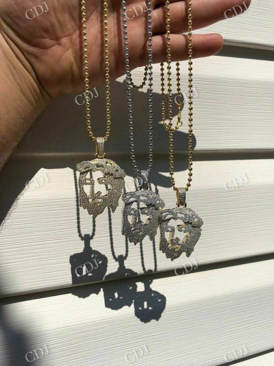 925 Silver Ghost Cut Out Jesus Pendant  customdiamjewel   