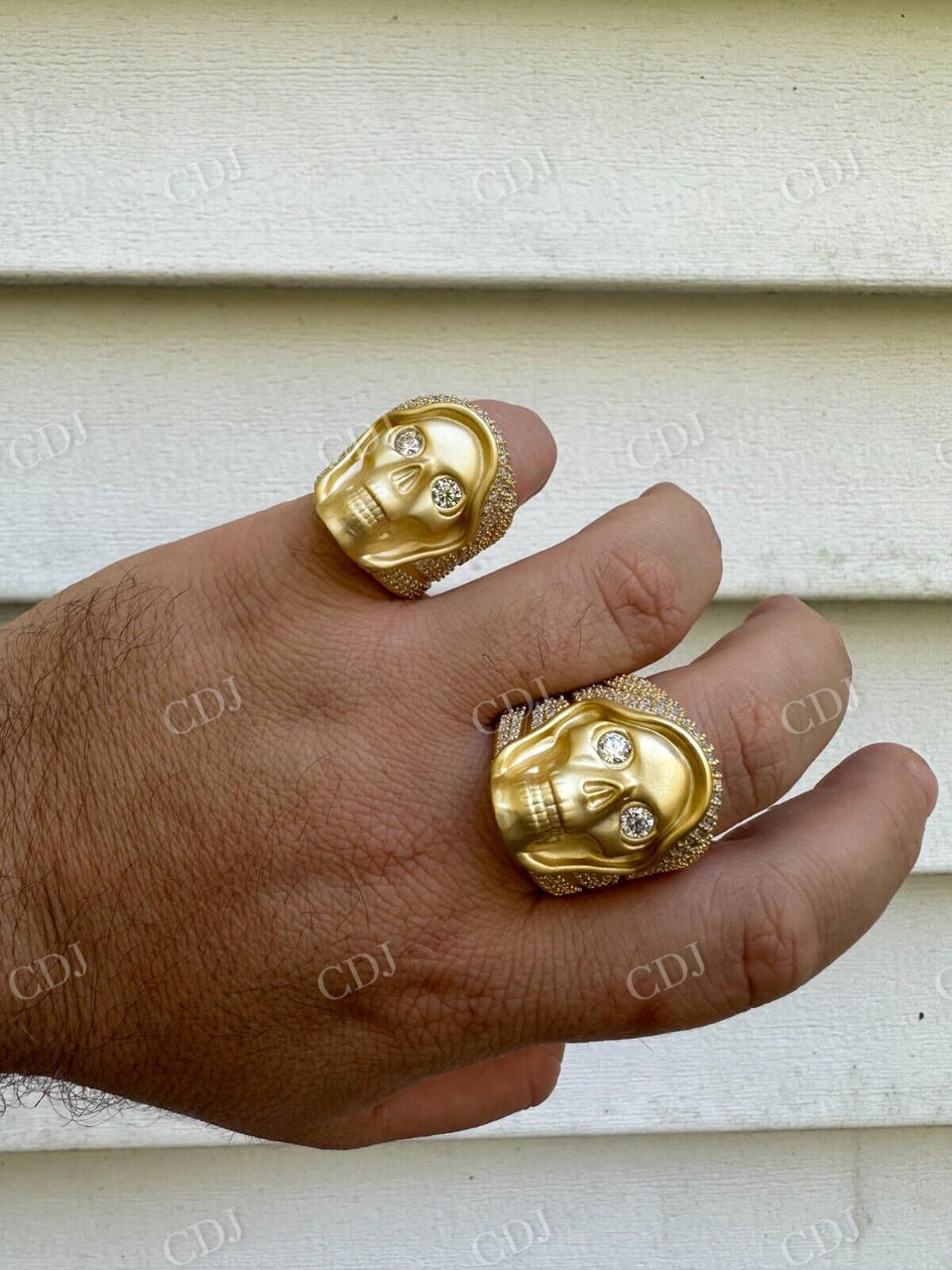18K Solid Gold Hip Hop Diamond Skull Ring For Men's  customdiamjewel   