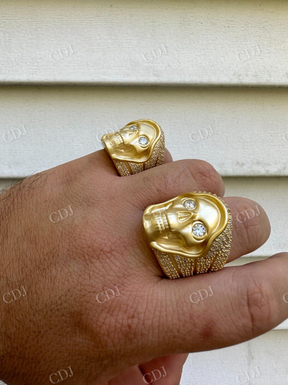 18K Solid Gold Hip Hop Diamond Skull Ring For Men's  customdiamjewel   