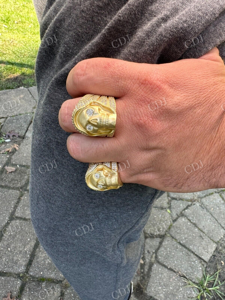 18K Solid Gold Hip Hop Diamond Skull Ring For Men's  customdiamjewel   