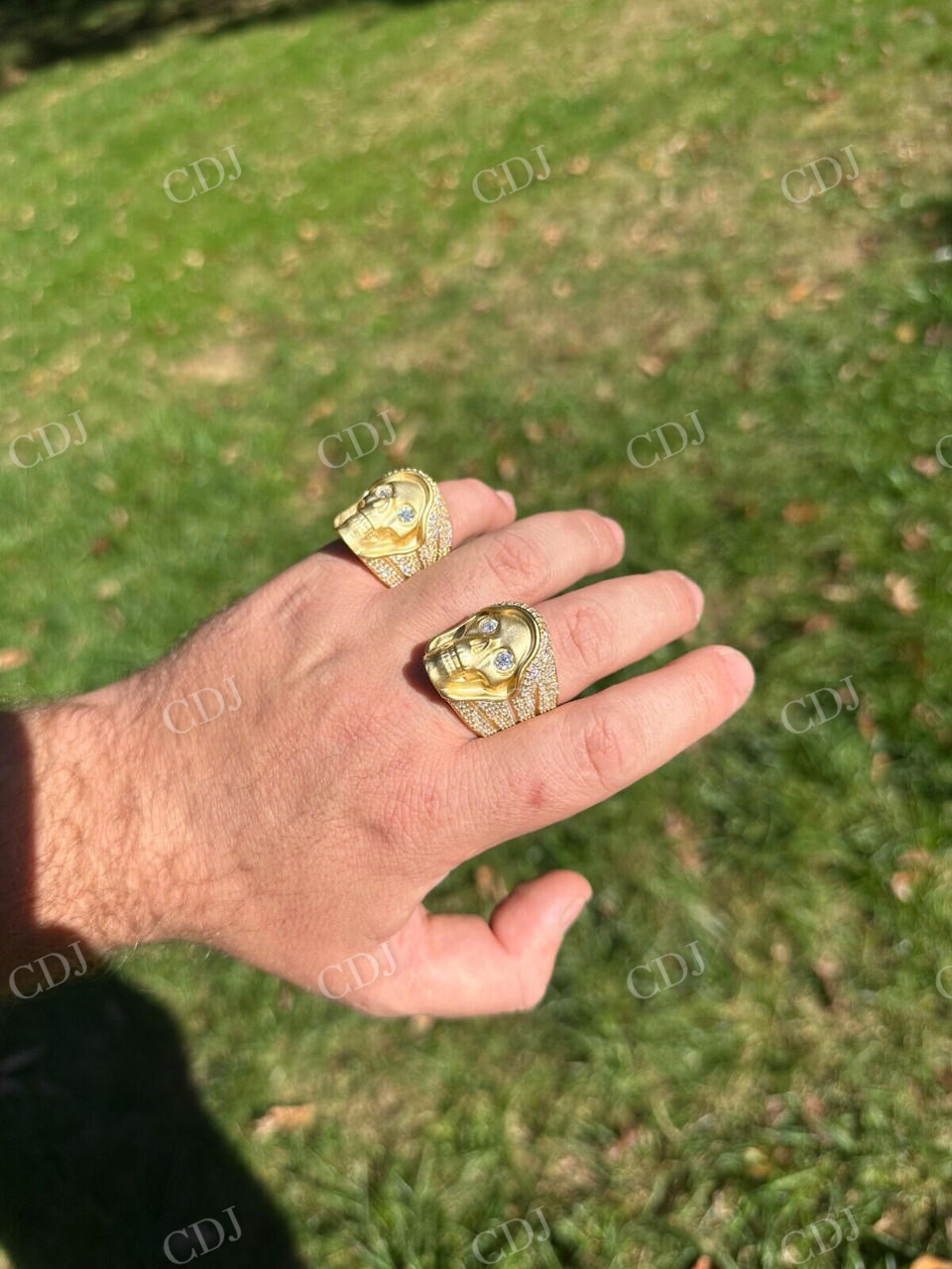 18K Solid Gold Hip Hop Diamond Skull Ring For Men's  customdiamjewel   