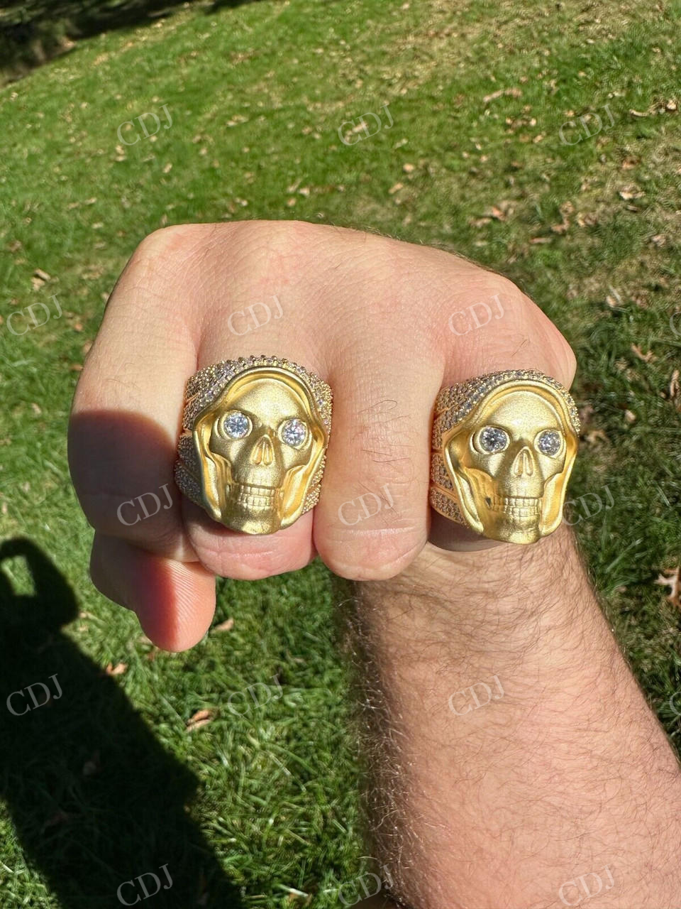 18K Solid Gold Hip Hop Diamond Skull Ring For Men's  customdiamjewel   