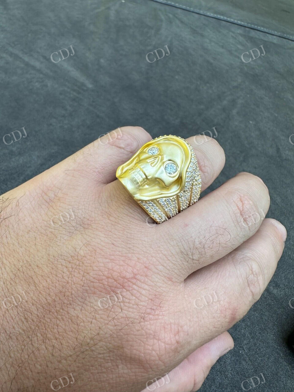 18K Solid Gold Hip Hop Diamond Skull Ring For Men's  customdiamjewel   