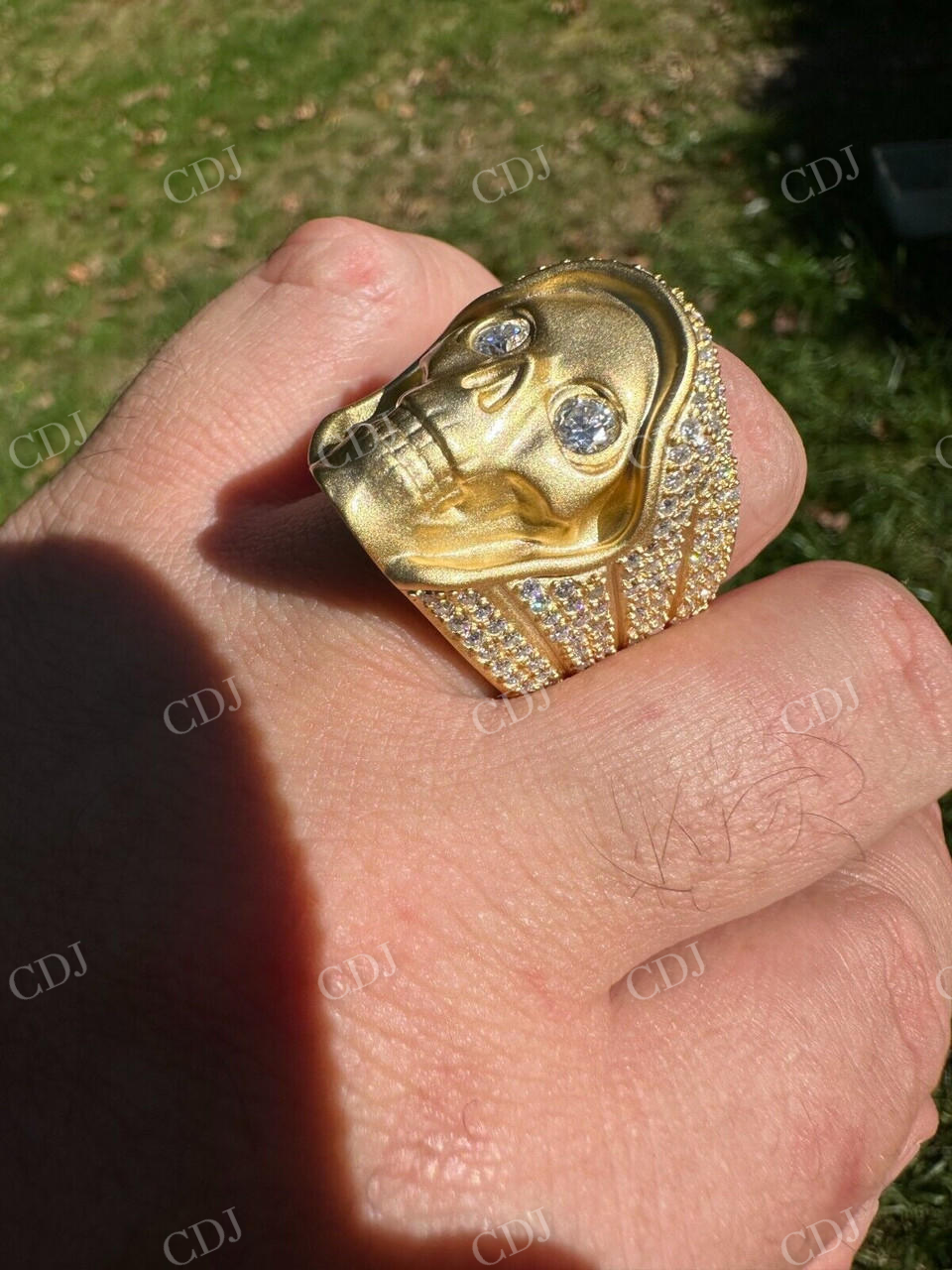 18K Solid Gold Hip Hop Diamond Skull Ring For Men's  customdiamjewel   
