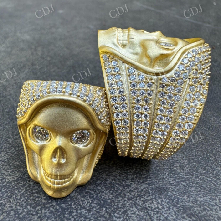 18K Solid Gold Hip Hop Diamond Skull Ring For Men's  customdiamjewel   