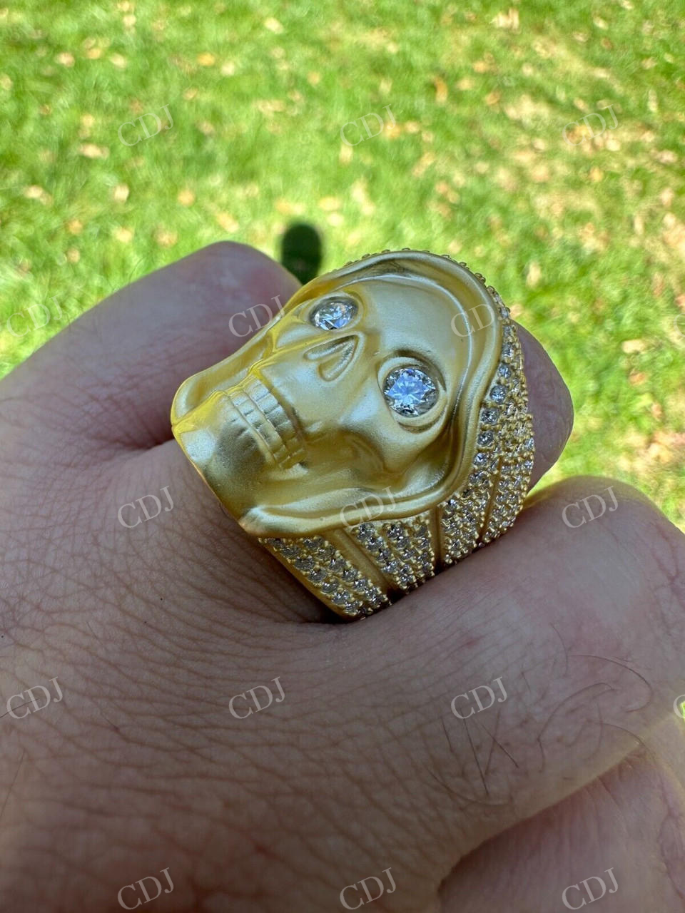 18K Solid Gold Hip Hop Diamond Skull Ring For Men's  customdiamjewel   