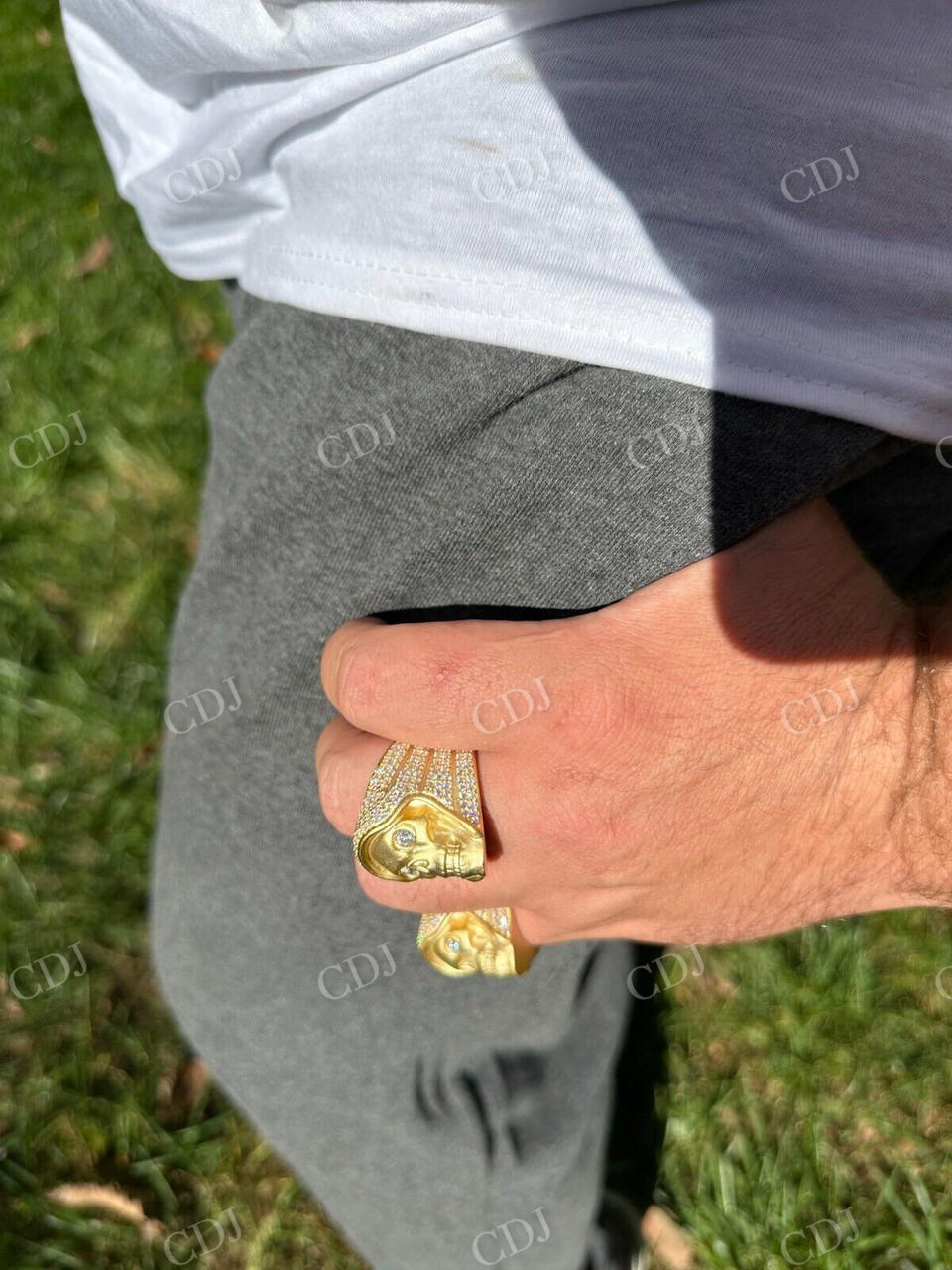 18K Solid Gold Hip Hop Diamond Skull Ring For Men's  customdiamjewel   