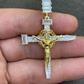 925 Silver Baguette Diamond Jesus Cross Pendant  customdiamjewel   
