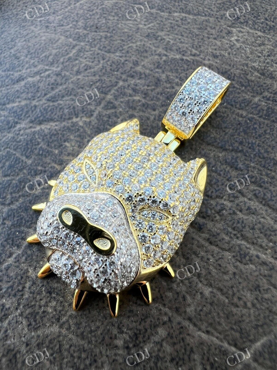 Natural Colorless Diamond Pitbull Dog Pendant  customdiamjewel   