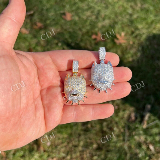 Natural Colorless Diamond Pitbull Dog Pendant  customdiamjewel   