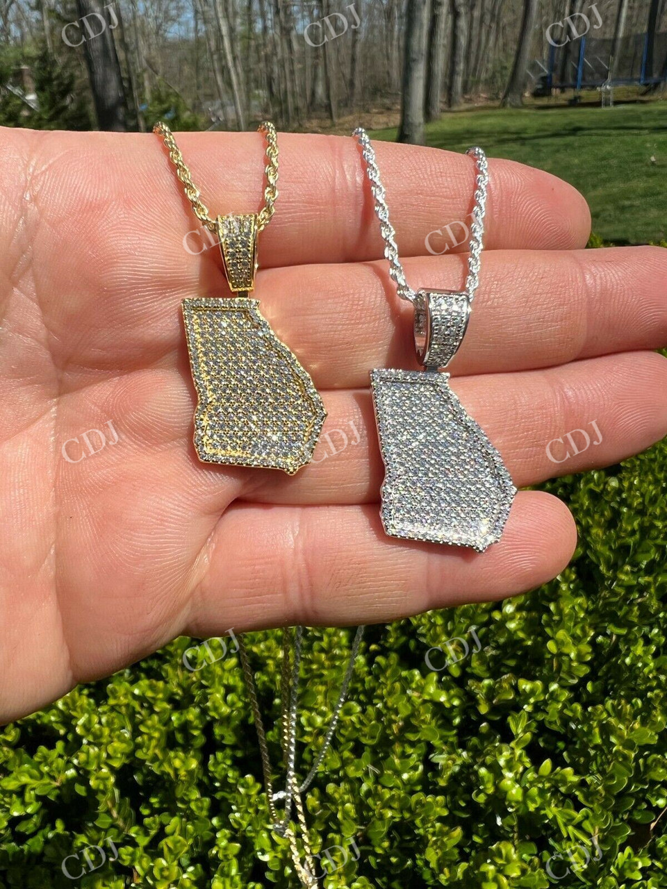 Natural Diamond Georgia Shape Atlanta Pendant  customdiamjewel   