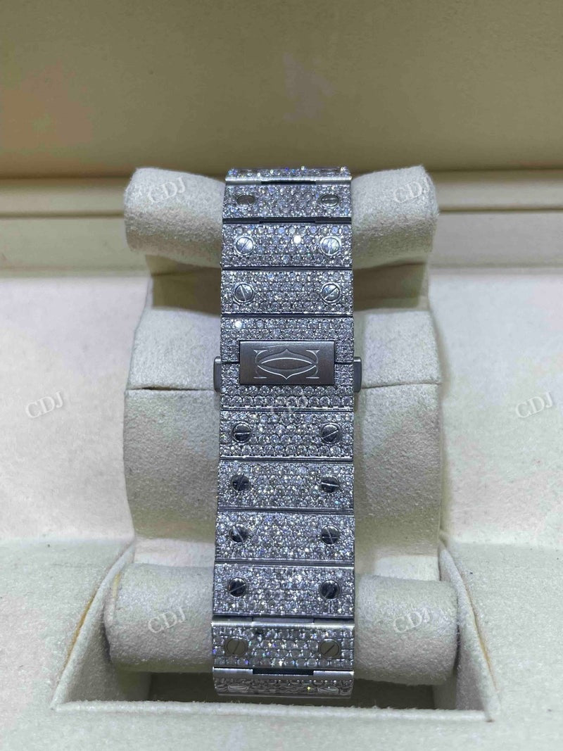 Full White Cartier Skeleton Bust Down ETA Swiss Movement Watch For Men customdiamjewel