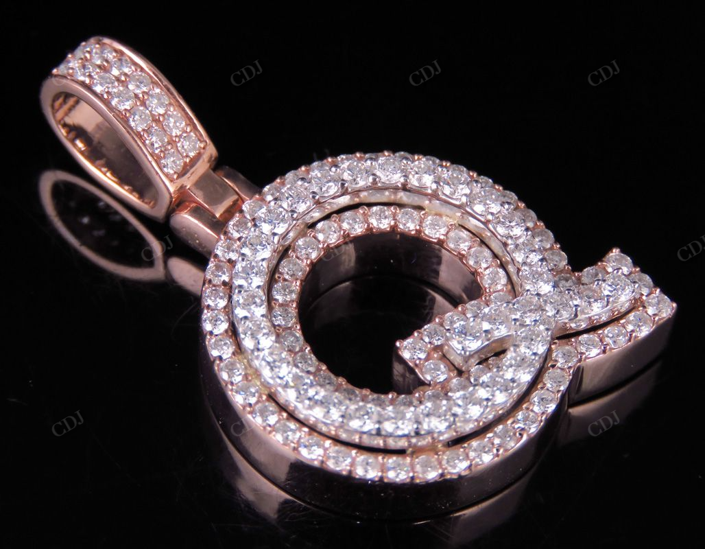 1.5" 1.5 CTW 14K Gold Real Diamond Custom 3D Initial 'Q' Letter Pendant CustomDiamJewel