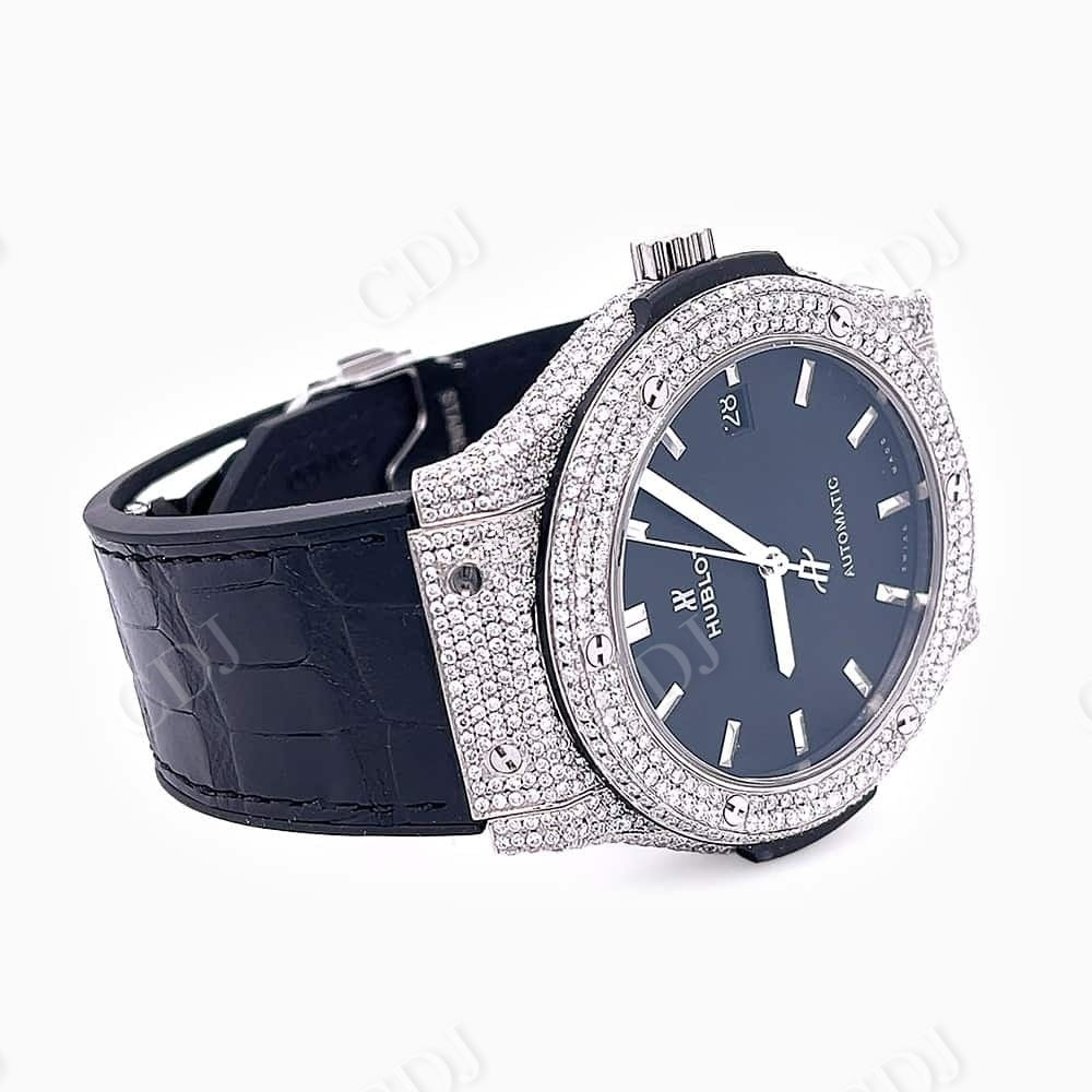 Black Belt Hublot Custom Moissanite Wrist Watch customdiamjewel