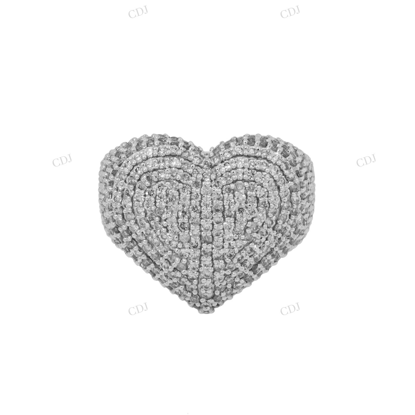 Silver Moissanite Heart Cluster Ring customdiamjewel