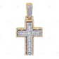 10K Yellow White Gold Baguette Lab Grown Diamond Cross Pendant Hip Hop Pendent CustomDiamJewel
