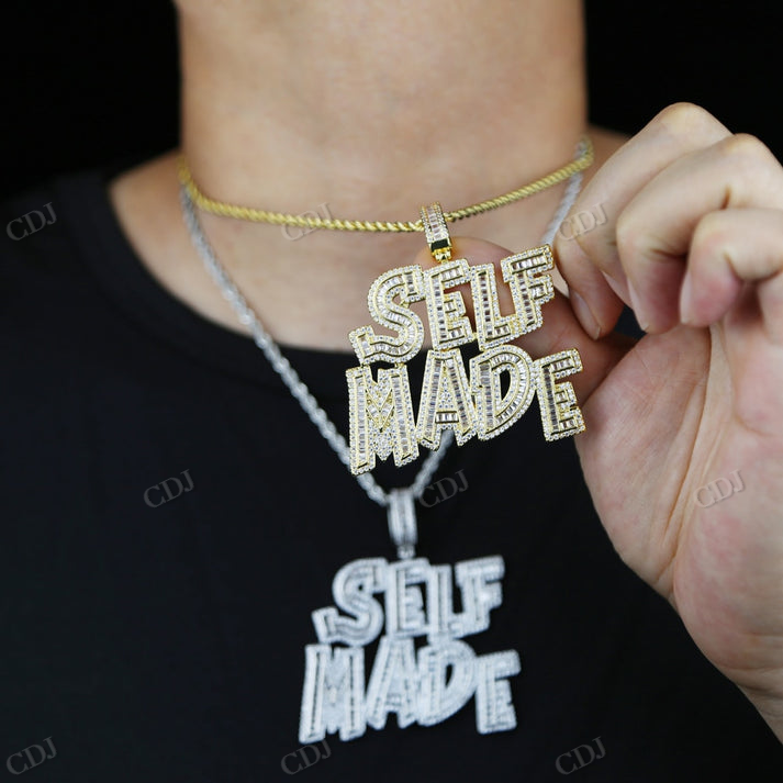Baguette Moissanite Diamond SELF MADE Pendant hip hop jewelry customdiamjewel