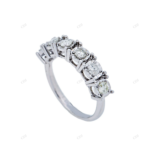 Five Stone Round Moissanite Wedding Band hip hop jewelry customdiamjewel