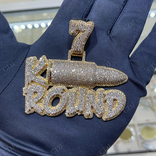 Full Iced Out 14K Plated VVS Diamond Customized Own Logo Pendant hip hop jewelry CustomDiamJewel   