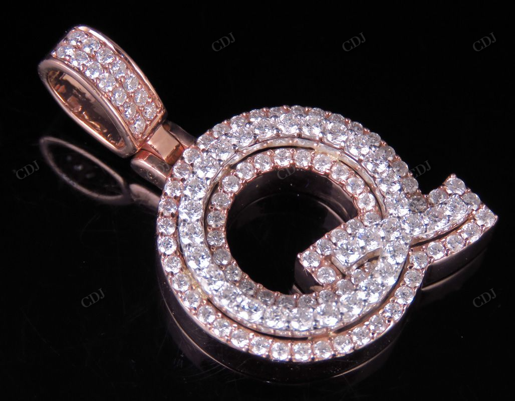 1.5" 1.5 CTW 14K Gold Real Diamond Custom 3D Initial 'Q' Letter Pendant CustomDiamJewel