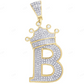 1.75" 0.60 CTW 10K Gold Natural Diamond Crown Initial "B" Pendant CustomDiamJewel