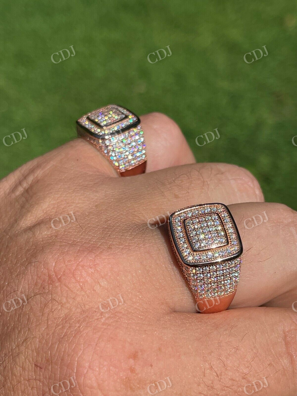 14K Rose Gold Hip Hop Icy Ring For Men  customdiamjewel   