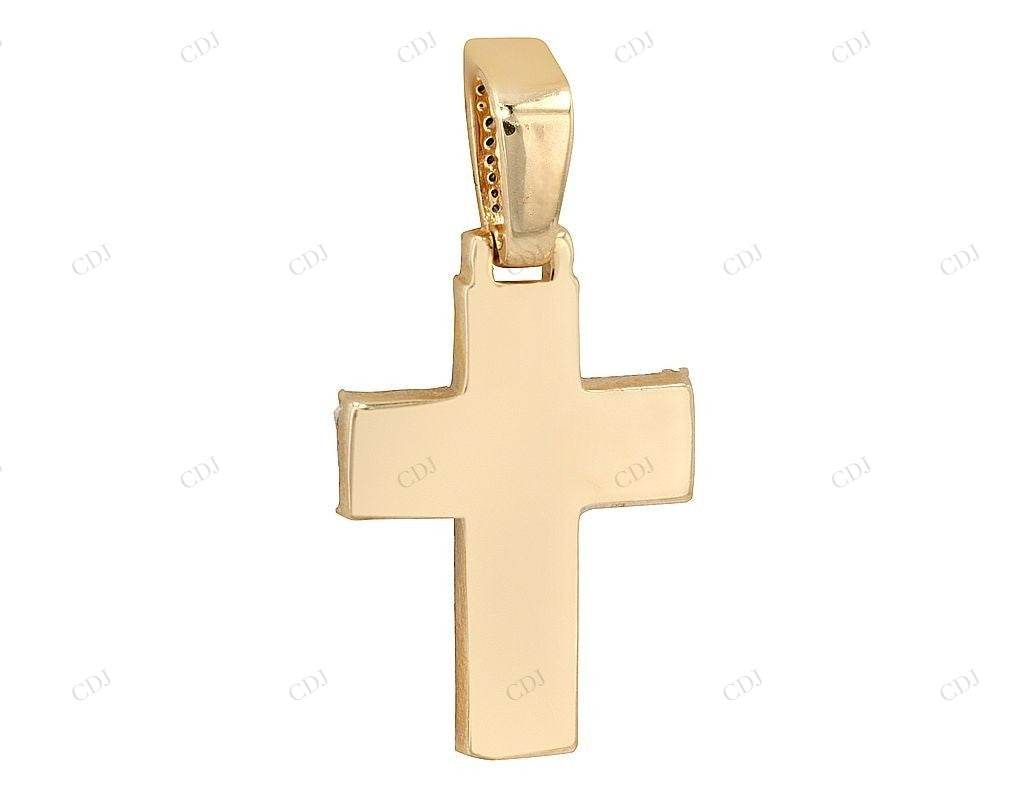 10K Yellow White Gold Baguette Lab Grown Diamond Cross Pendant Hip Hop Pendent CustomDiamJewel
