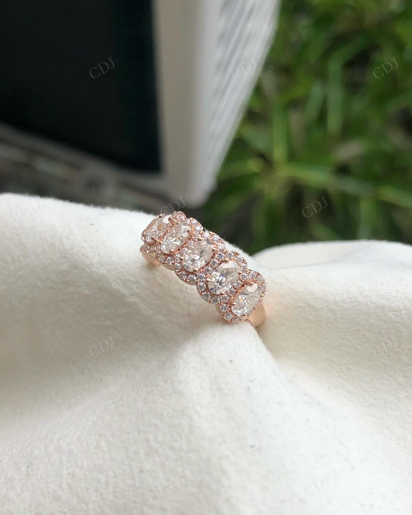 Oval Cut Lab Grown Diamond Gold Wedding Band customdiamjewel
