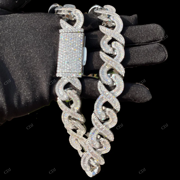 925 Sterling Silver Moissanite Cuban Chain Gift For Mens CustomDiamJewel