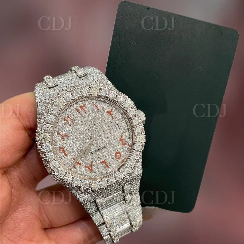 Classic Fully Iced Out Moissanite Diamond Automatic Movement Watch customdiamjewel