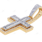 10K Yellow White Gold Baguette Lab Grown Diamond Cross Pendant Hip Hop Pendent CustomDiamJewel