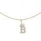 1.75" 0.60 CTW 10K Gold Natural Diamond Crown Initial "B" Pendant CustomDiamJewel
