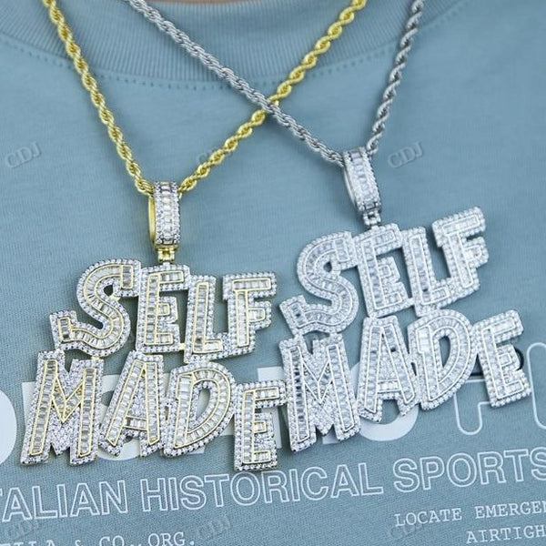 Baguette Moissanite Diamond SELF MADE Pendant hip hop jewelry customdiamjewel