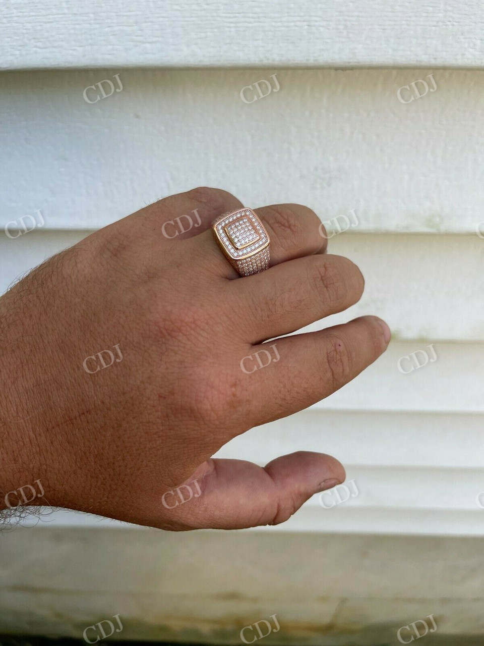 14K Rose Gold Hip Hop Icy Ring For Men  customdiamjewel   