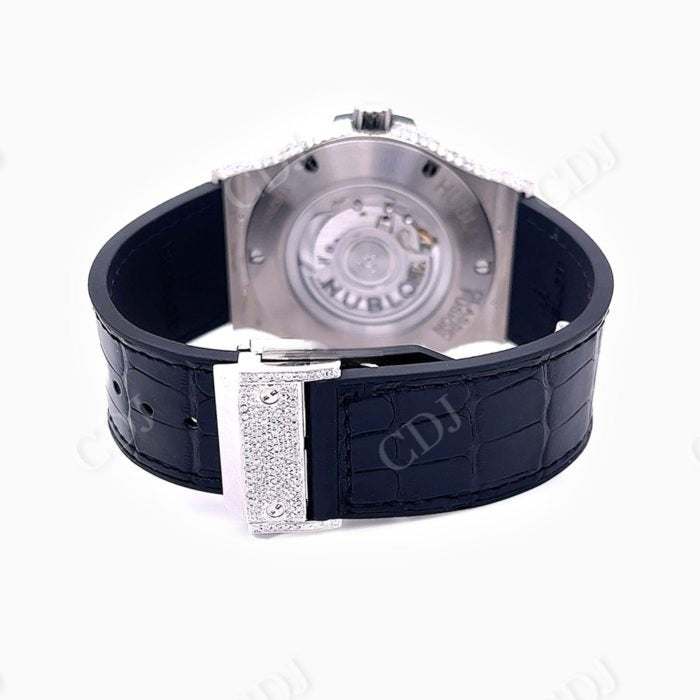 Black Belt Hublot Custom Moissanite Wrist Watch customdiamjewel
