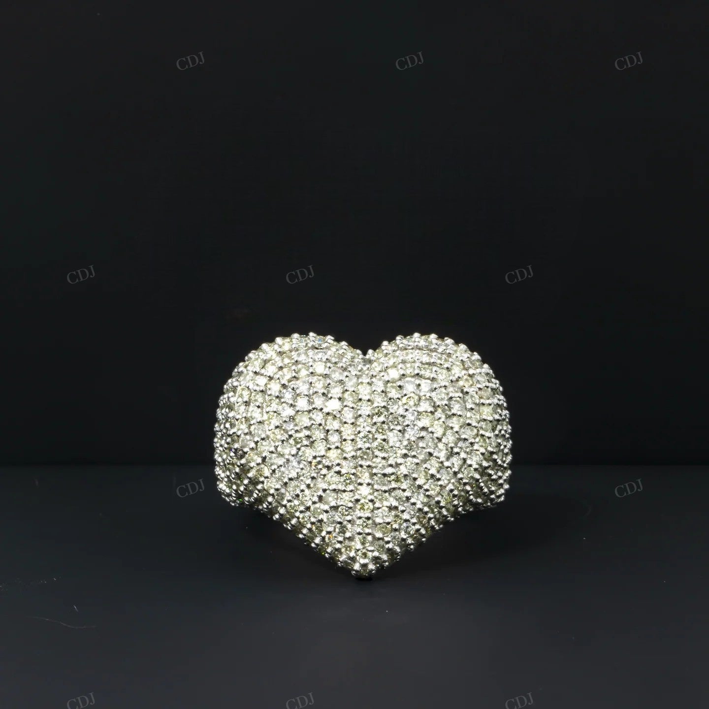 Silver Moissanite Heart Cluster Ring customdiamjewel