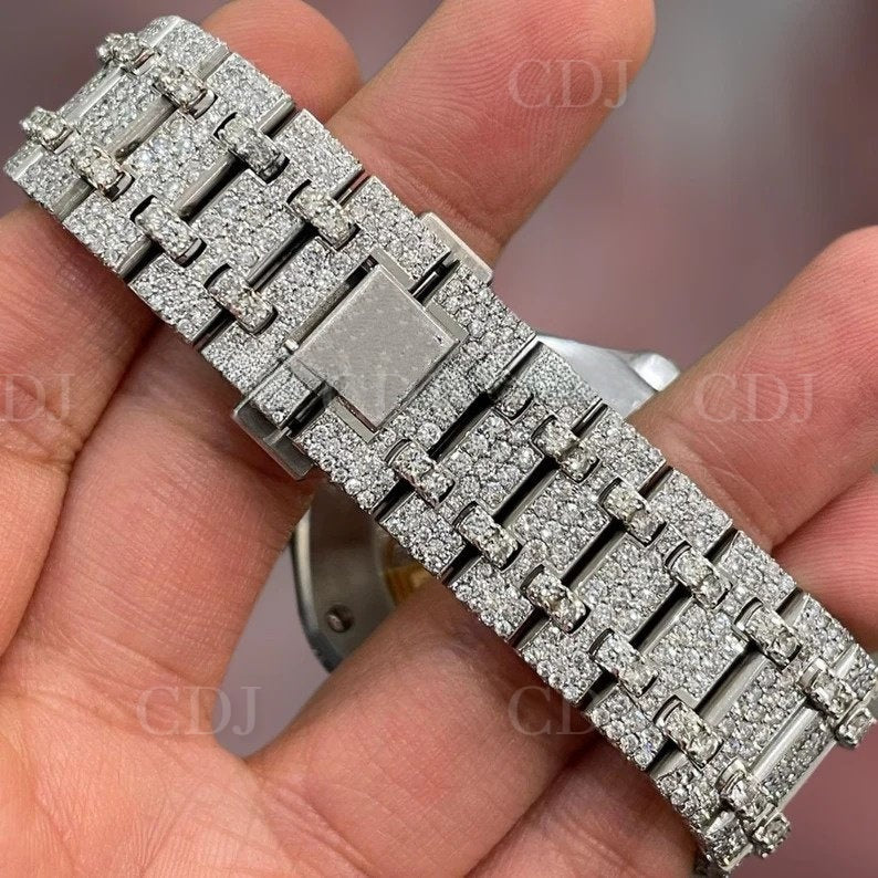 Fully Iced Out AP Modified Red Arabic Moissanite Watch customdiamjewel