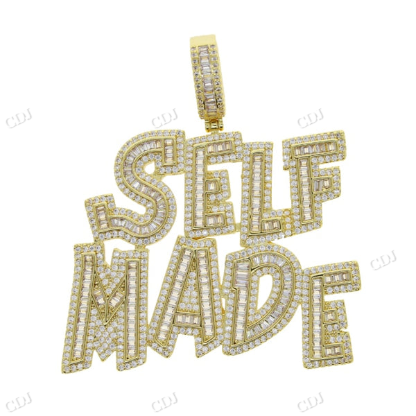 Baguette Moissanite Diamond SELF MADE Pendant hip hop jewelry customdiamjewel