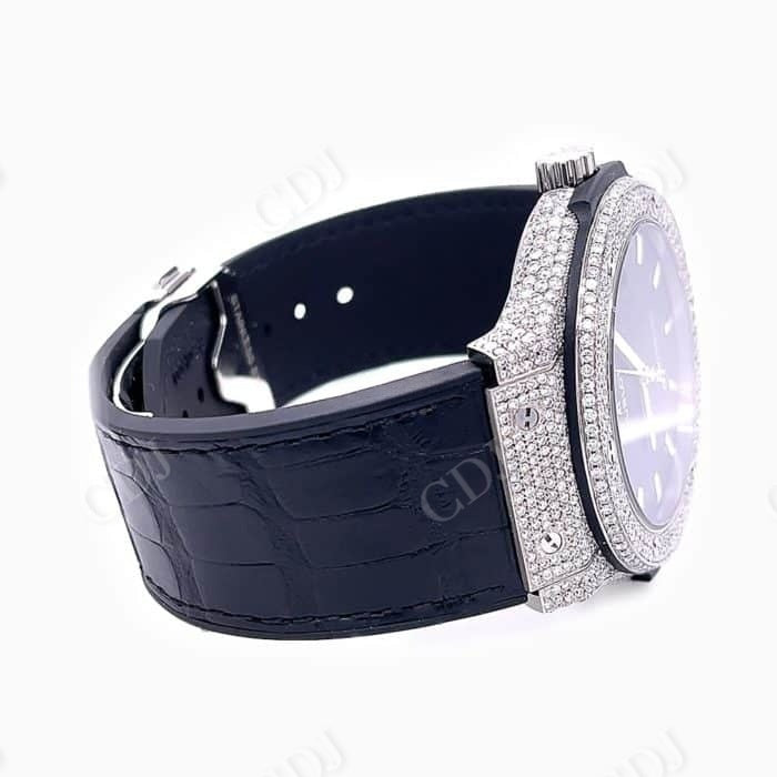 Black Belt Hublot Custom Moissanite Wrist Watch customdiamjewel