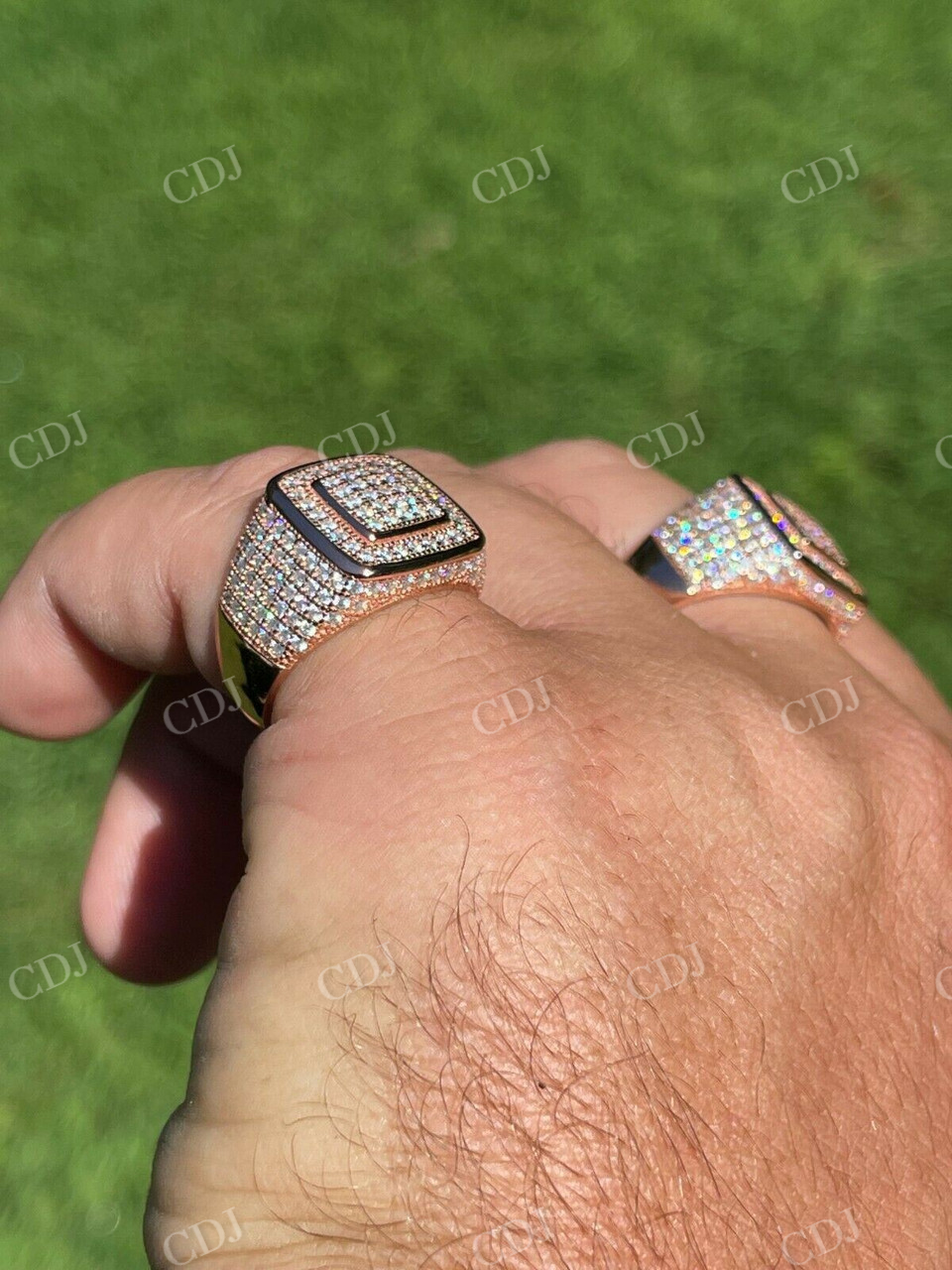 14K Rose Gold Hip Hop Icy Ring For Men  customdiamjewel   