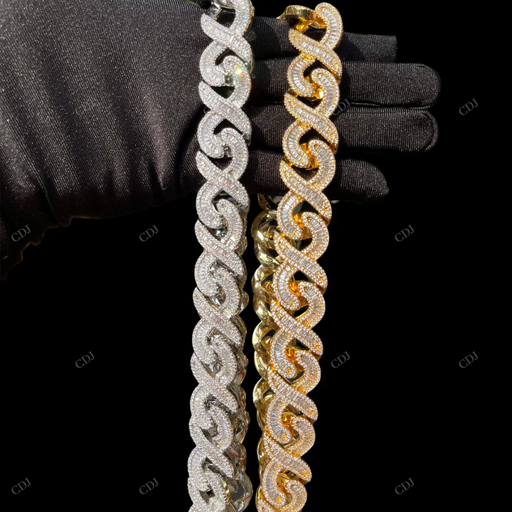 925 Sterling Silver Moissanite Cuban Chain Gift For Mens CustomDiamJewel